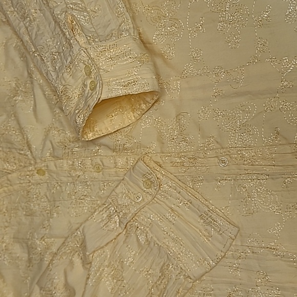 💲1️⃣ Laura Petites Yellow Embroidered Flowers Button-down 3/4 Slv Blouse Sz Sm - Picture 6 of 8
